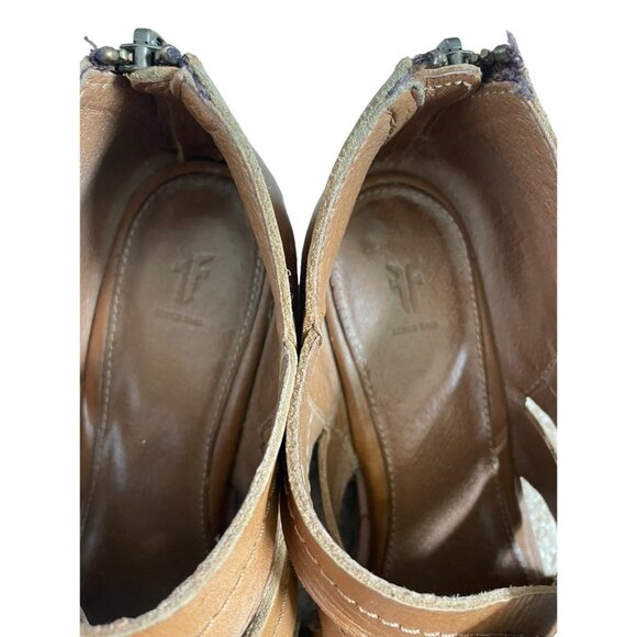 Frye Ray Huarache Bootie Ankle Boot Leather Brown Womens Size 7.5 - Picture 6 of 8